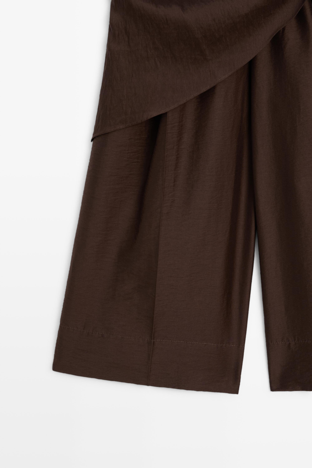 Massimo Dutti Удлиненные струящиеся шорты с платком, шоколадный