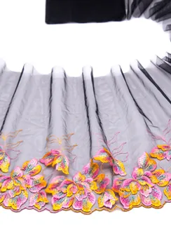 05-114 Вышивка на неэл. сетке 22 см, Negroni, черный/оранжевый/лиловый