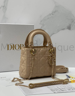 Женская сумка Lady Dior My ABC квадратная бежевого цвета