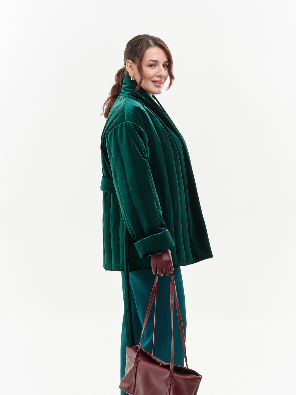 Утепленное кимоно (изумрудный)