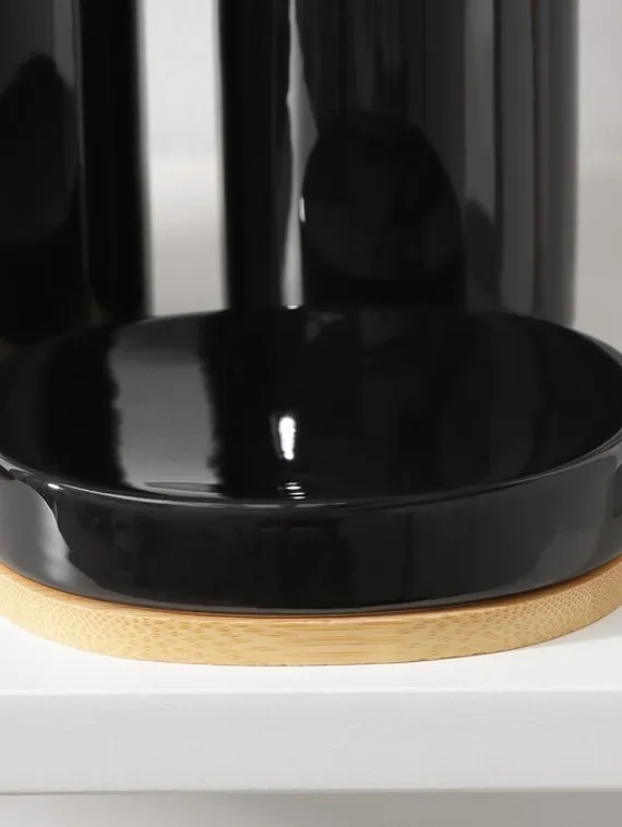 Набор аксессуаров для ванной комнаты SAVANNA «Джуно», 3 предмета (мыльница, дозатор для мыла, стакан), цвет чёрный