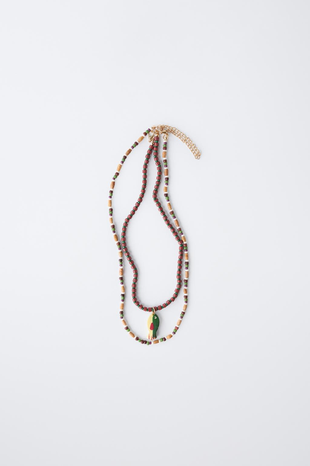 ZARA НАБОР ИЗ 2 ОЖЕРЕЛИЙ С БУСИНАМИ, КОРИЧНЕВЫЙ/ЭКРЮ