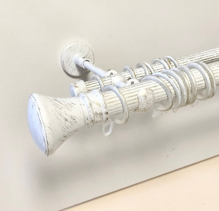 Карниз кованый рифленый для штор Луксор d 25/16 двухрядный, цвет белое золото