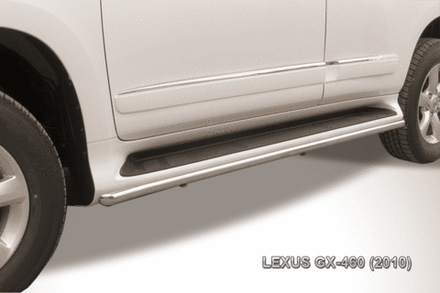 Пороги из нержавейки Lexus GX-460 (2009-2013) d42 труба (черный цвет)