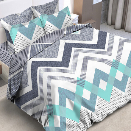 Комплект постельного белья "ВЛ. ЗИГЗАГИ МЯТА", бязь, 100% хлопок, Россия.