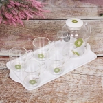 Чайный набор 6 предметов «Фрукты» (Чайник заварочный 1л+4кружки 100мл) стеклянный на подносе