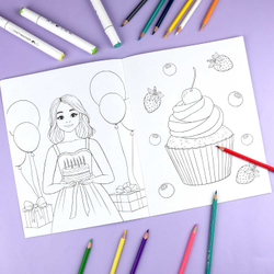 Книжка-раскраска для детей. Серия "Раскраска с наклейками" арт. 72632 ДЛЯ ДЕВОЧЕК /215х280 мм, 8 л., блок - офсет 100 г/м², печать в одну краску, обл - мелованный картон 200 г/м², мягкий переплёт (2 скобы), 2 страницы с наклейками/