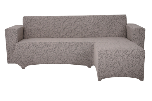 Чехол Жаккард на угловой диван с выступом справа, цвет Капучино