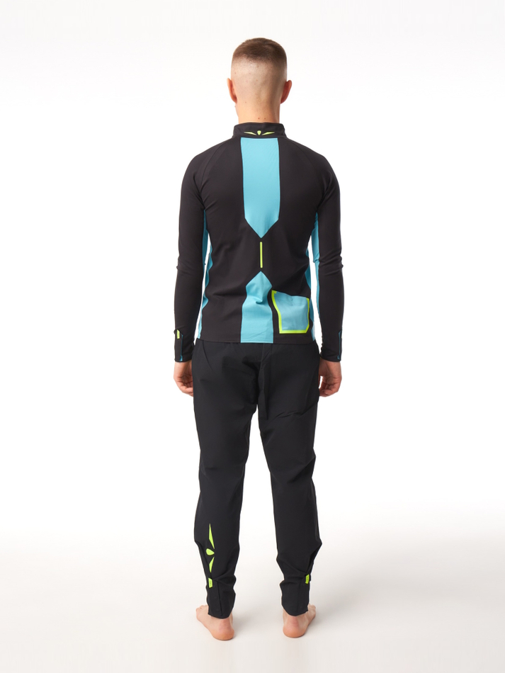 ЛОНГСЛИВ УТЕПЛЕННЫЙ МУЖСКОЙ 3/4 ZIP BRUSH | BLACK/SKYBLUE