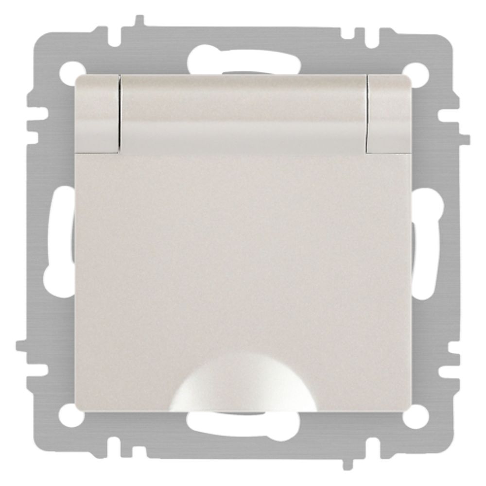 Розетка Intro Accent 6-203-06 с заземлением 2P+E Schuko с крышкой 16А-250В IP20 СУ AL/CU перламутр