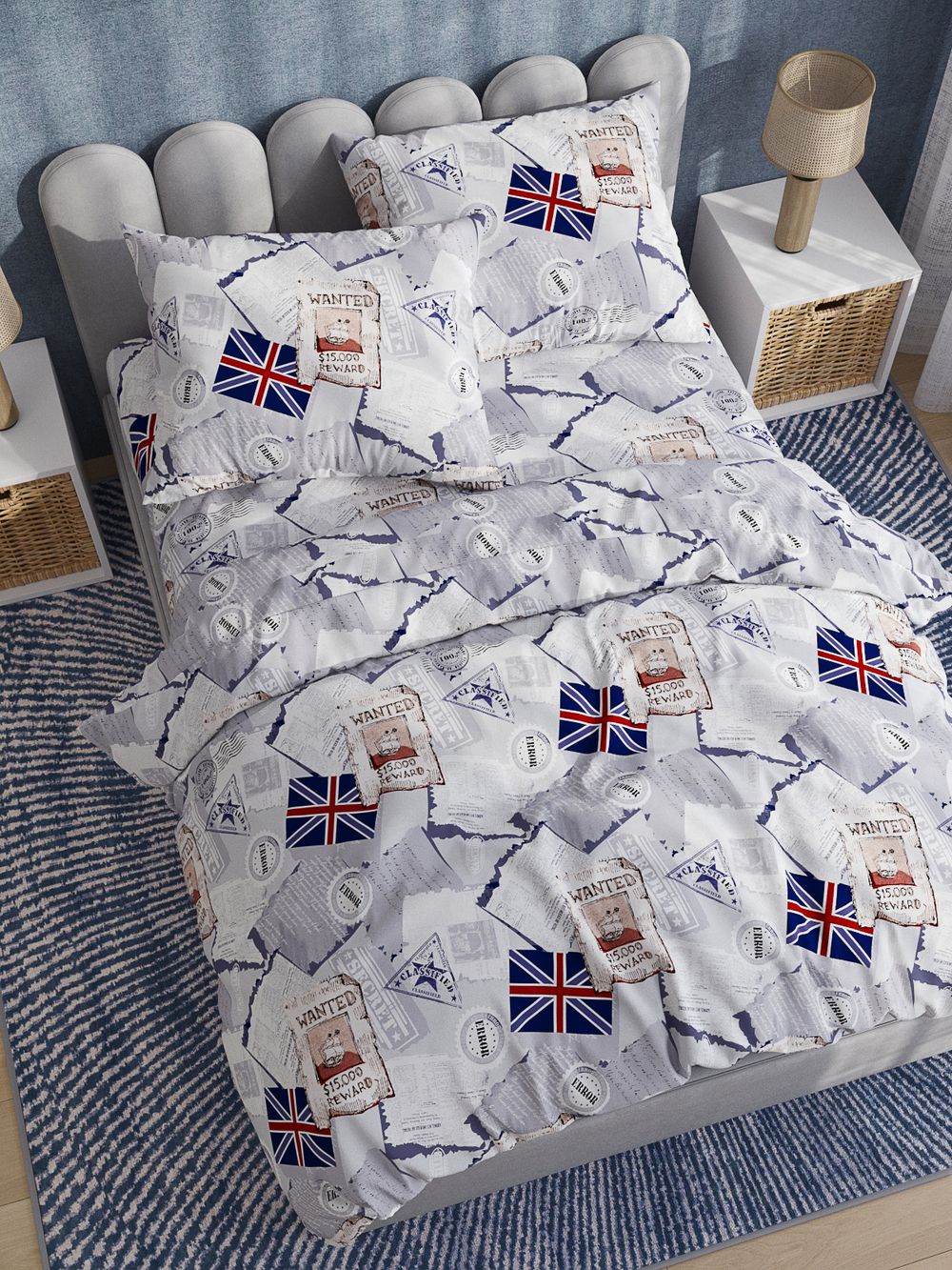 Простынь на резинке поплин Сказка "WANTED" 90x200 см