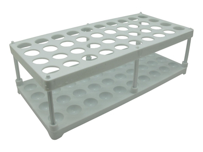 Штатив для пробирок (40 гнезд, h= 75 мм) белый, п/п, Россия, уп.1/29 шт