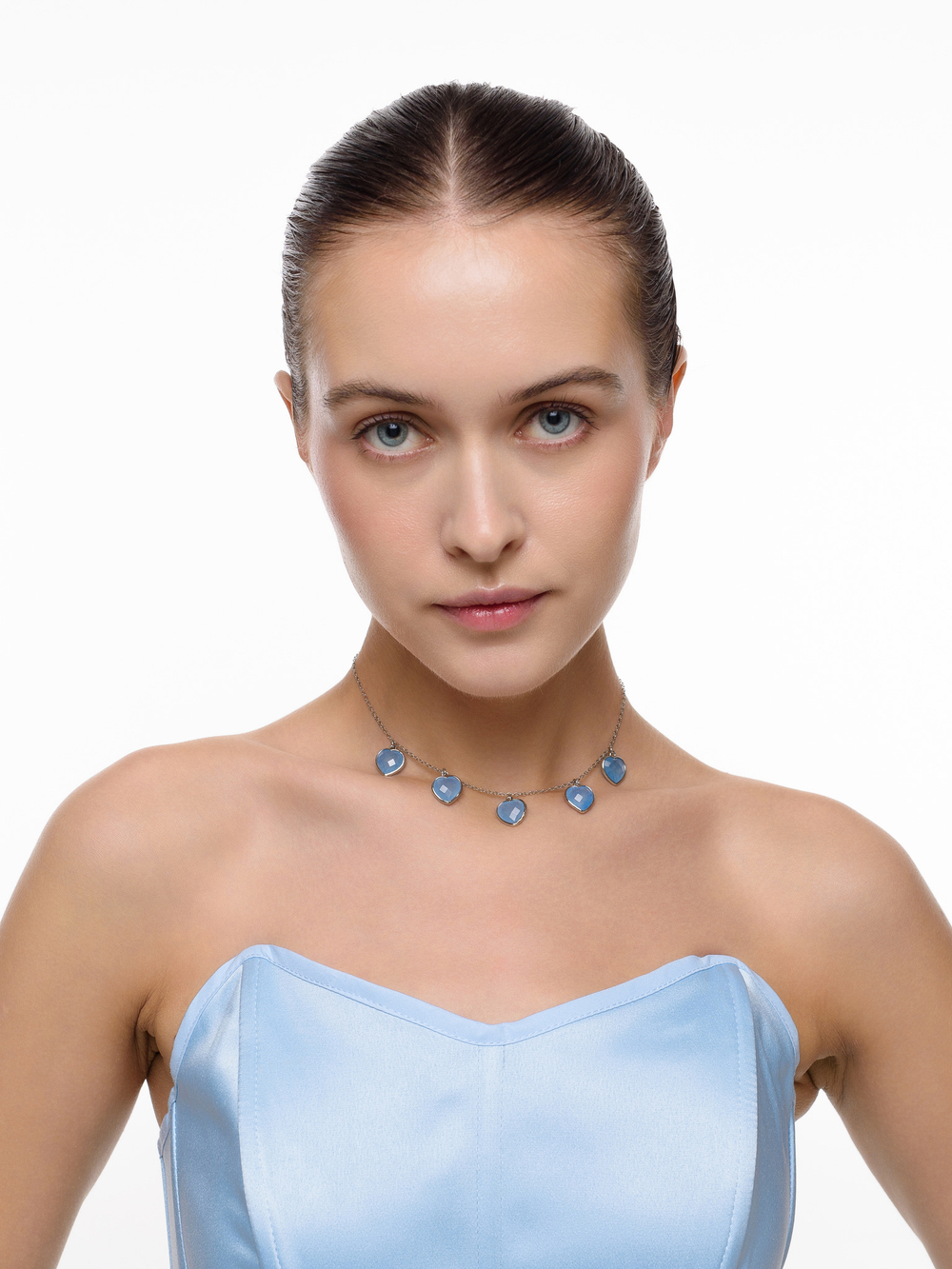 Чокер "Amour" с голубым агатом Silver