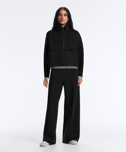 OYSHO Брюки с высокой посадкой и широкими штанинами с эффектом неопрена, черный