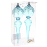 Елочные украшения «Изящный блеск» 5.3*5.3*19 см (набор 2 шт), Голубой