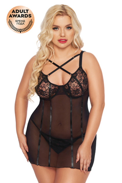 Ночная сорочка и стринги SoftLine Collection Cornelia, черный, XL