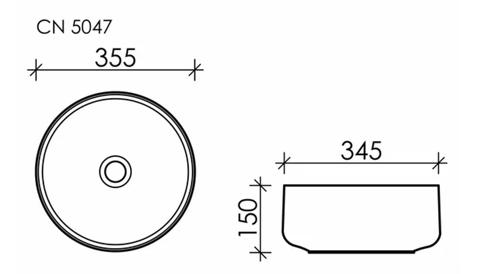 Умывальник чаша накладная круглая Element 355x355x150мм