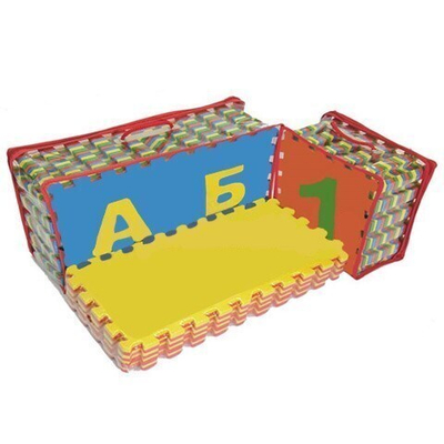 Коврик-пазл Экополимеры (63 плиты 25x25x0,9см, 4кв.м./уп) Русский алфавит+Математика+Мягкий пол