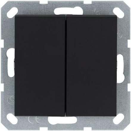 Кнопка 2-кл. 10А IP20 с переключающим контактом механизм черн. матов. soft touch Jasmart G3020PB