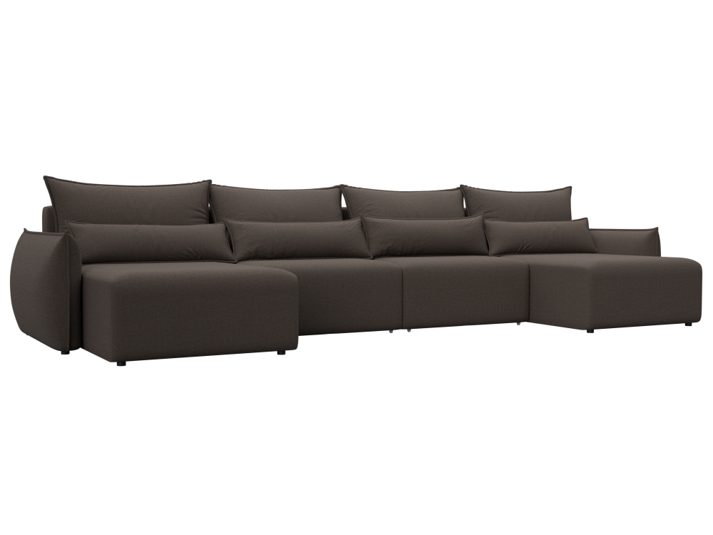 Диван П-образный Лига-051 НПБ Лонг РОГОЖКА Амур 05 коричневый