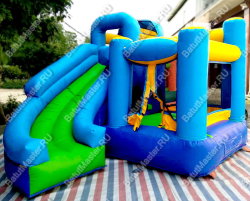 Детский надувной батут "Границы радости" синий, 3,7x3x3 м