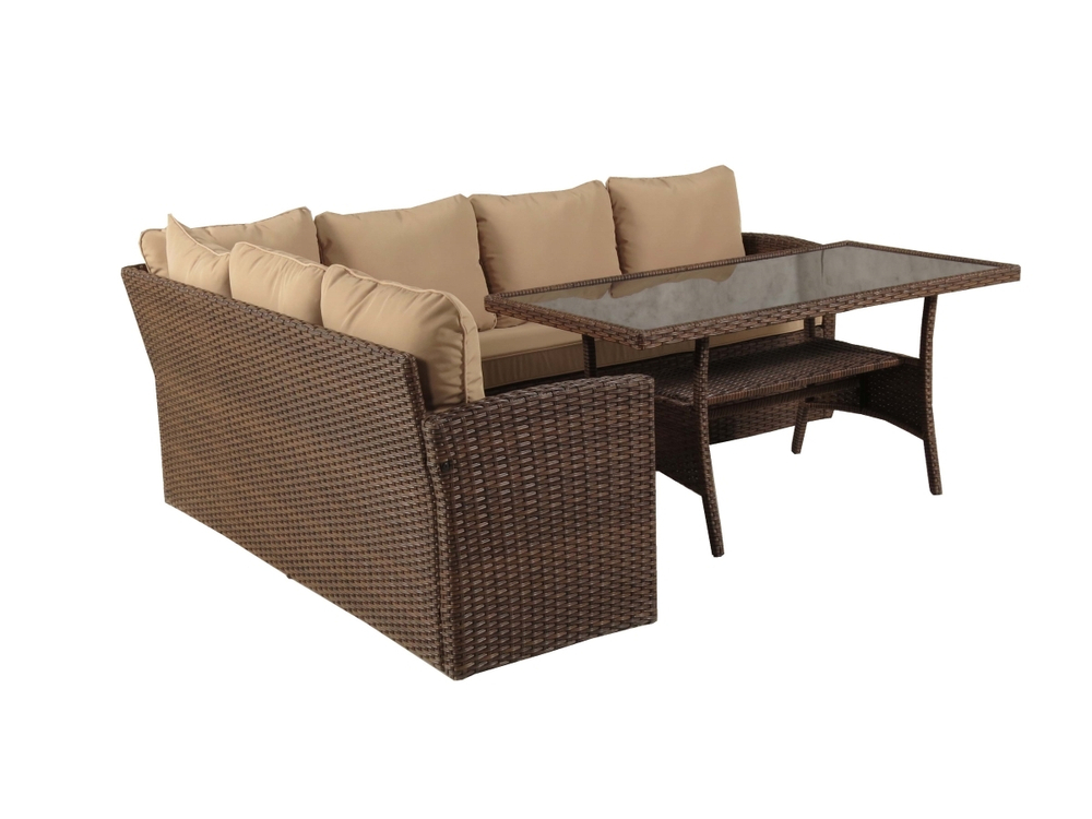 Обеденная группа плетеной мебели Албания «Albania» с подушками Шоколад