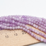 Кунцит бусины, куб, размер около 3,2-3,4 мм, цена за отрезок 19 см (1/2 нити)