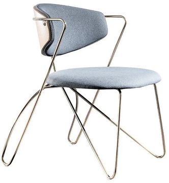 Кресло Nordic B111 металл, дерево, серая ткань