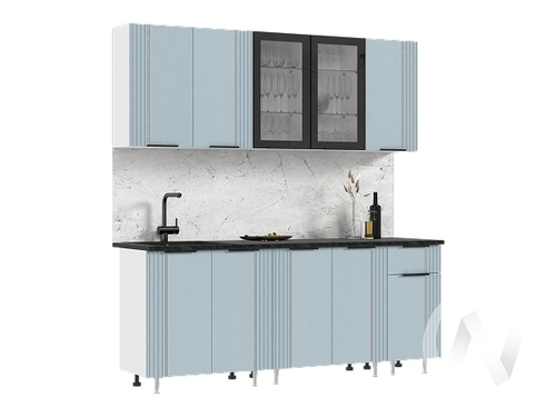 Кухня Виктория 2;0м (белый/пластер скай/кастилло темный)