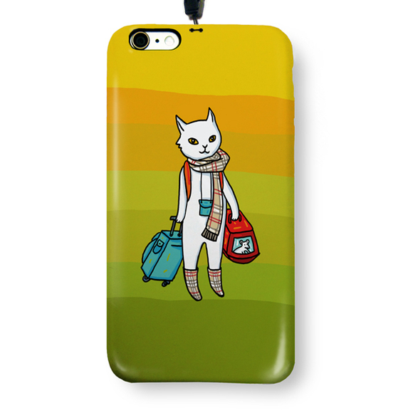Чехол пластиковый для айфона SE/5/5S "Кот-хипстер" с ланъярдом