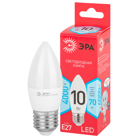 Лампа светодиодная ЭРА RED LINE LED B35-10W-840-E27 R 10Вт свеча нейтральный белый свет Е27