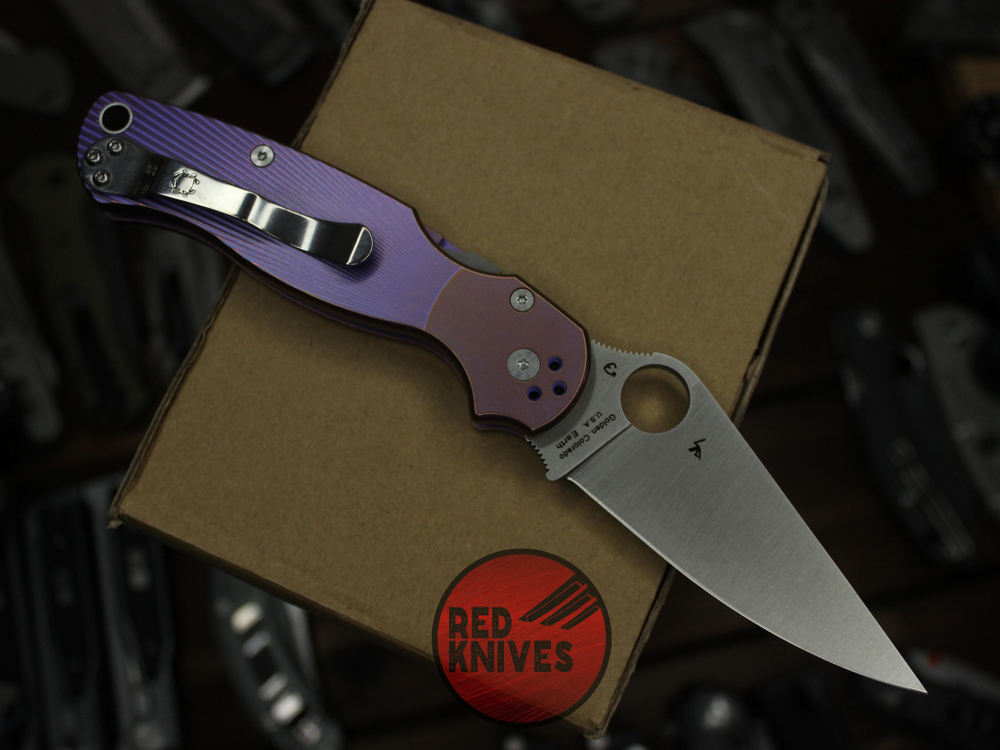 Нож Spyderco Paramilitary 2 Титан - фрезеровка фиолетовые лучи
