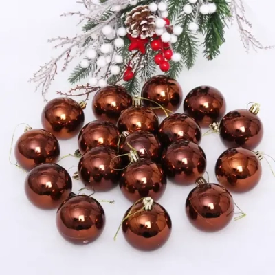 Новогодние шары 6 см (набор 24 шт) «Глянец», шоколад