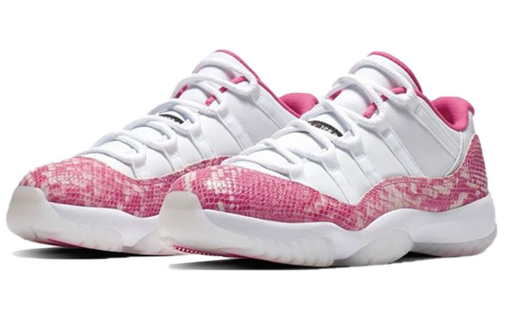 Jordan Air Jordan 11 pink snakeskin powder snake shock absorption anti-slip wear low help vintage basketball shoes white powder