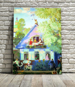 "Голубой домик", Кустодиев Борис Михайлович, картина (репродукция)