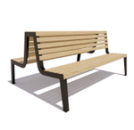 Двухсторонняя скамейка стальная "Магадан" лиственница 1,5м, без подлокотников, лак