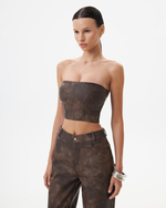 WASHED BROWN BANDEAU TOP