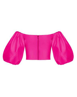 Блуза корсетного типа из шелка драпированная с объемными рукавами