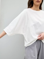 Футболка оверсайз большие размеры летучая мышь экрю