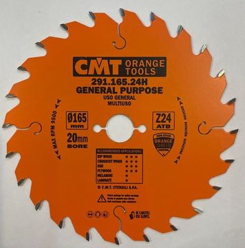 Диск пильный по дереву (165х20х1.6/2.2 мм; Z24) CMT 291.165.24H