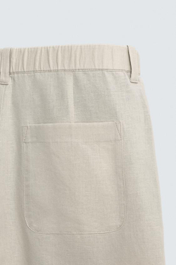 ZARA БРЮКИ STRAIGHT FIT ИЗ КОНОПЛИ И ХЛОПКА, ПЕСОЧНЫЙ