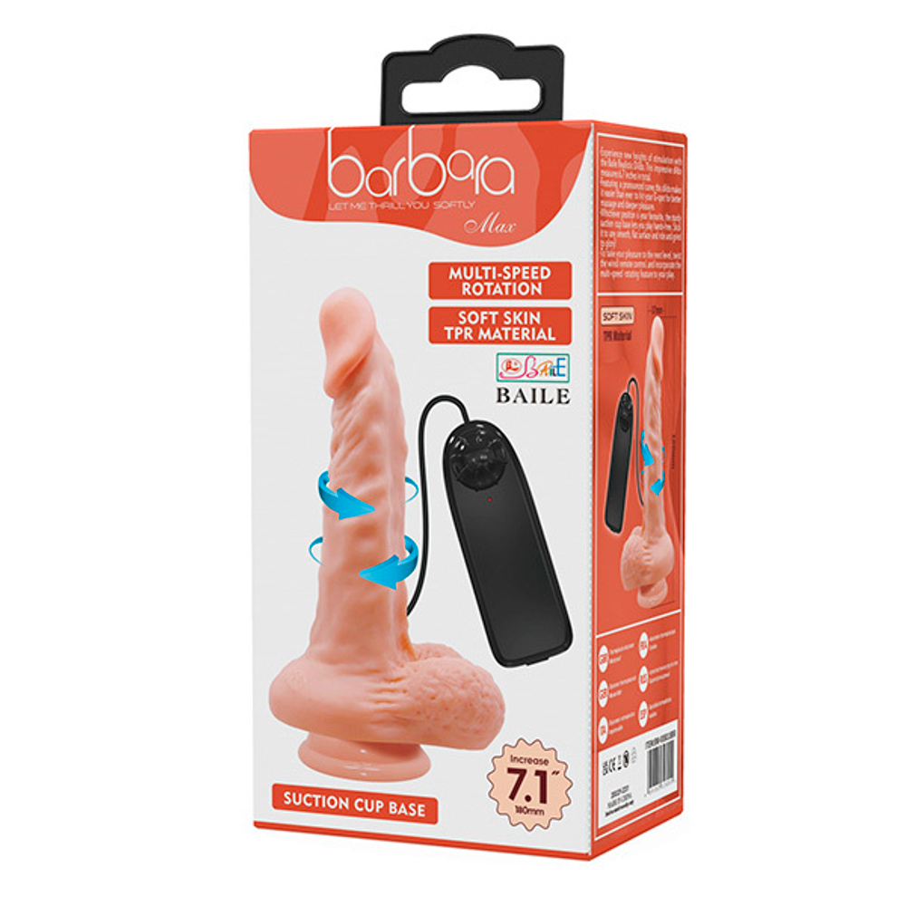 Телесный вибратор-ротатор на присоске 18см Baile Max BW-008018BR