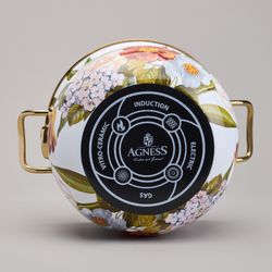 КАСТРЮЛЯ AGNESS ЭМАЛИРОВАННАЯ С КРЫШКОЙ, СЕРИЯ ФЛАНДРИЯ, 3,8Л, ДИА.20СМ