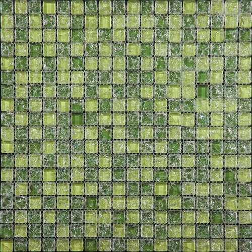 ICE-06 Стеклянная мозаичная плитка Natural Ice зеленый квадрат глянцевый