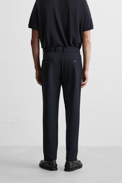 ZARA БРЮКИ КОМФОРТНОЙ ПОСАДКИ ИЗ РЕЛЬЕФНОЙ ТКАНИ, ЦВЕТ НОЧНОГО НЕБА