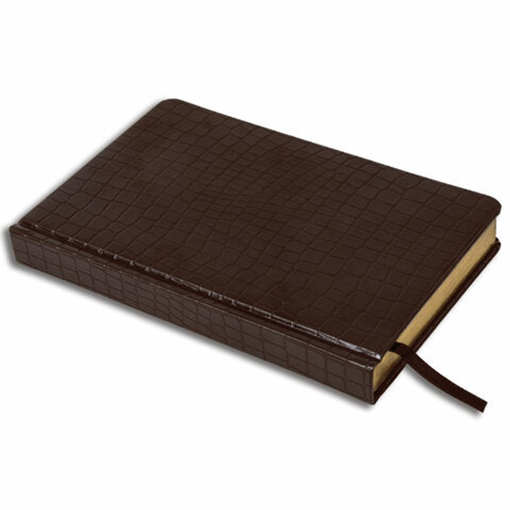 Ежедневник полудатированный А5 (148х218 мм) BRAUBERG "Alligator", под кожу, 208 л., коричневый, 124986