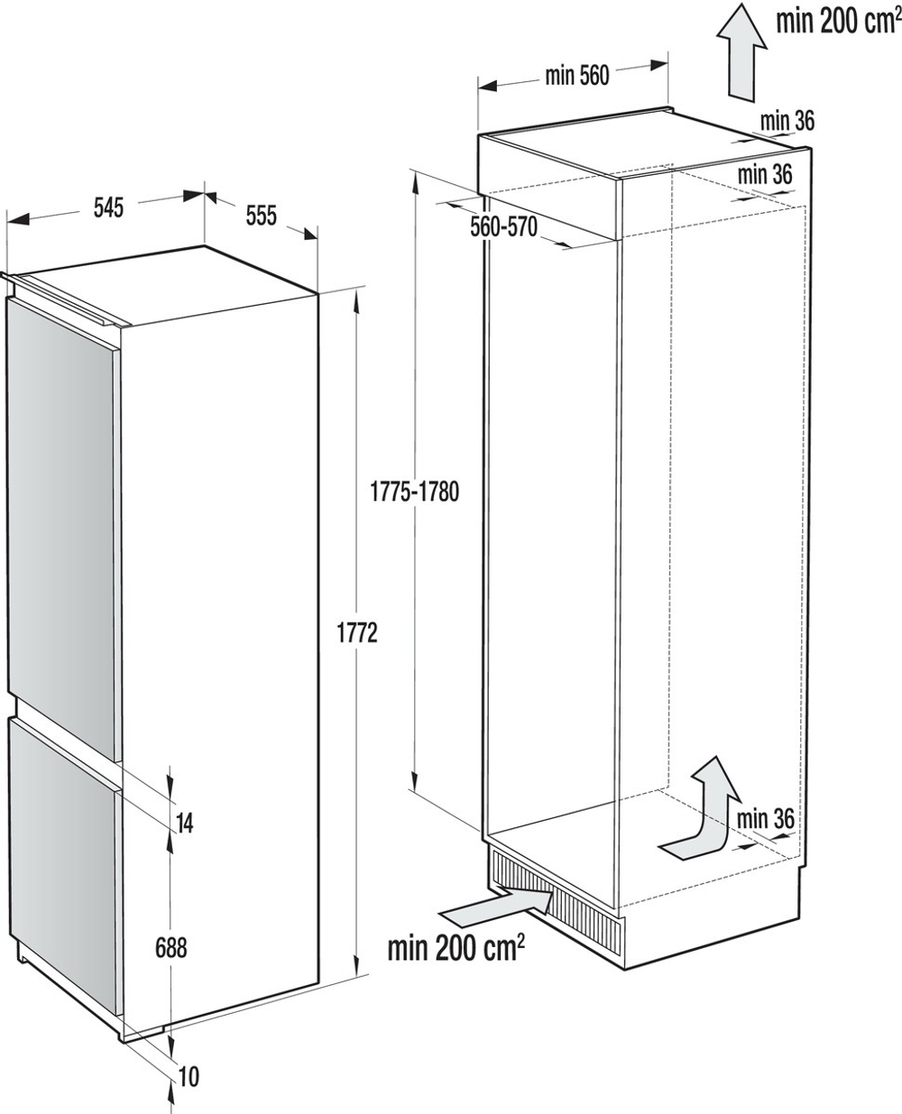 Встраиваемый комбинированный холодильник Asko RFN31842i