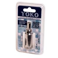 Коронка алмазная по кафелю и стеклу 22 мм с центрирующим сверлом Yoko