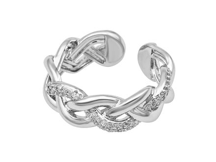 Кольцо "Косичка" 7,6мм, со стразами, разъемное