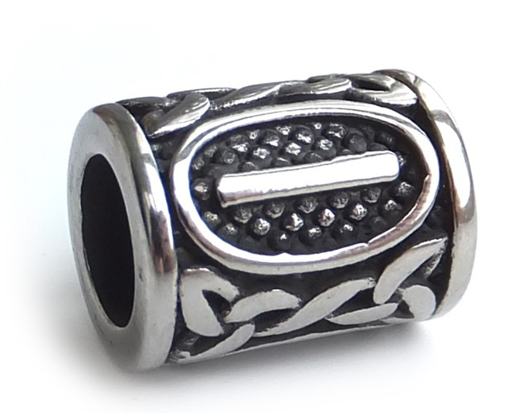 p914 Бусина "Руна Иса" 14*10мм, нерж. сталь с чернением